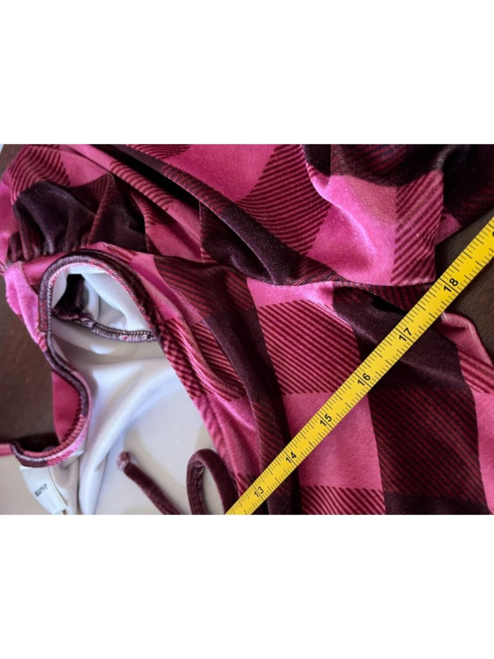 Anthropologie Maeve Velvet Plaid Babydoll Blouse Pink Goth Whimsygoth Grunge L - Picture 8 of 10